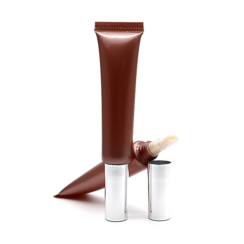 19 tube diameter, brown lip gloss inner plug, silver plated cylinder cap