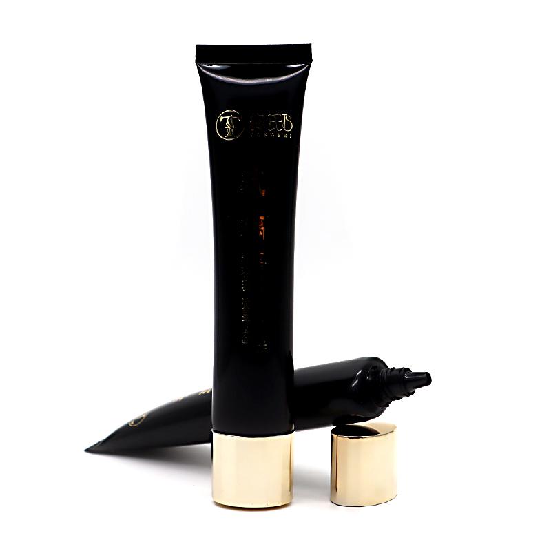 25 tube diameter, black hot stamping hose 40ml, gold straight edge cap