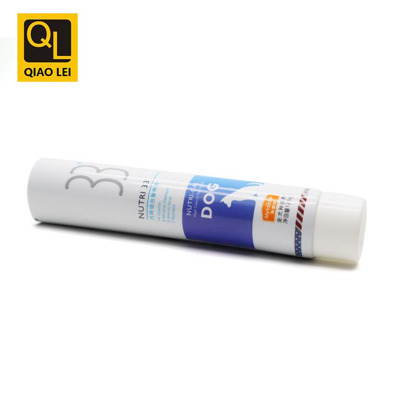 35 tube diameter, white aluminum plastic tube 125g, unsealed end, white screw cap