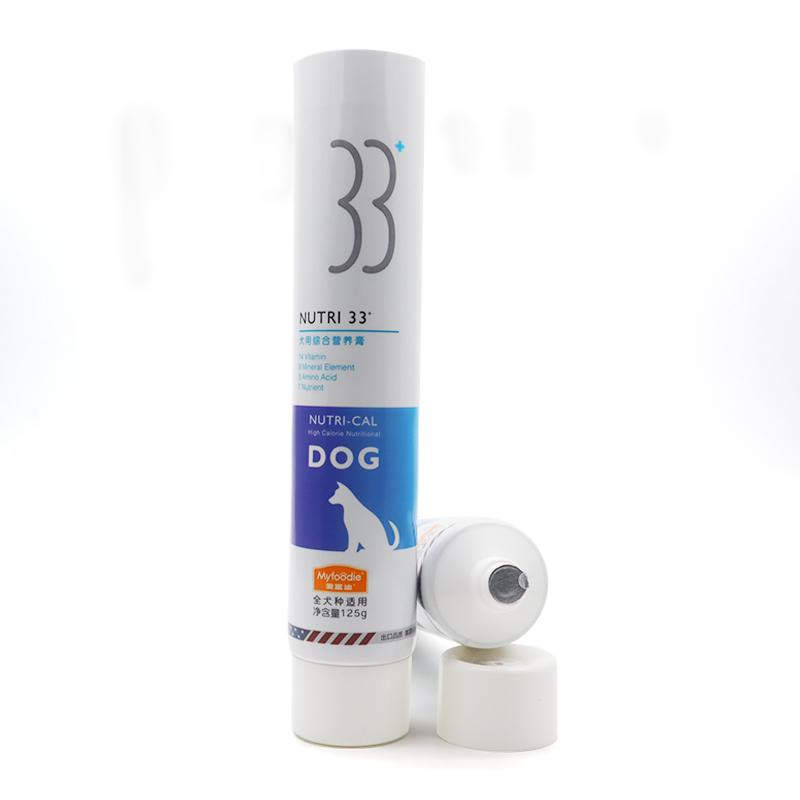 35 tube diameter, white aluminum plastic tube 125g, unsealed end, white screw cap
